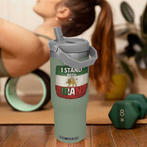 I Stand With Iran Flip Straw Tumbler Free Iran Support Persian Lion Flag TS11 One Size: 30 oz Moss Green Print Your Wear