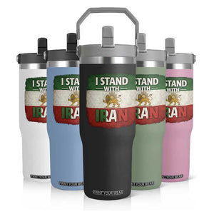 I Stand With Iran Flip Straw Tumbler Free Iran Support Persian Lion Flag TS11 Print Your Wear