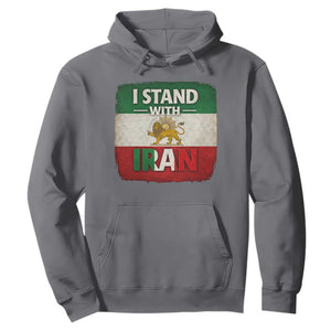 I Stand With Iran Hoodie Free Iran Support Persian Lion Flag TS11 Charcoal Print Your Wear