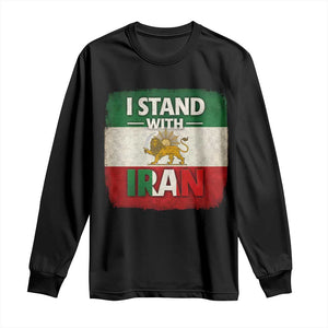 I Stand With Iran Long Sleeve Shirt Free Iran Support Persian Lion Flag TS11 Black Print Your Wear