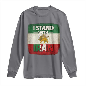 I Stand With Iran Long Sleeve Shirt Free Iran Support Persian Lion Flag TS11 Charcoal Print Your Wear