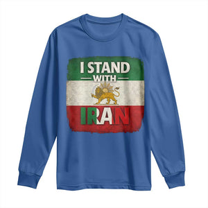 I Stand With Iran Long Sleeve Shirt Free Iran Support Persian Lion Flag TS11 Royal Blue Print Your Wear