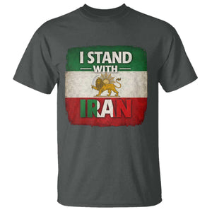 I Stand With Iran T Shirt Free Iran Support Persian Lion Flag TS11 Dark Heather Print Your Wear