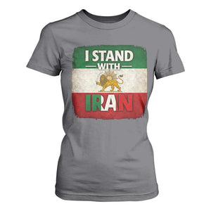 I Stand With Iran T Shirt For Women Free Iran Support Persian Lion Flag TS11 Charcoal Print Your Wear
