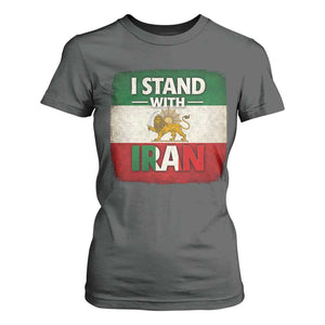 I Stand With Iran T Shirt For Women Free Iran Support Persian Lion Flag TS11 Dark Heather Print Your Wear