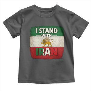 I Stand With Iran Toddler T Shirt Free Iran Support Persian Lion Flag TS11 Dark Heather Print Your Wear