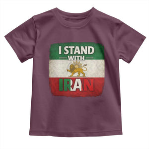 I Stand With Iran Toddler T Shirt Free Iran Support Persian Lion Flag TS11 Maroon Print Your Wear