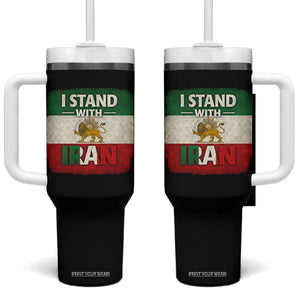 I Stand With Iran Tumbler With Handle Free Iran Support Persian Lion Flag TS11 One Size: 40 oz Black Print Your Wear