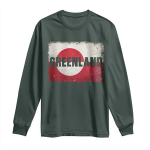 Greenland Pride Patriotic Greenlander Heritage Vintage Flag Long Sleeve Shirt TS11 Dark Forest Green Print Your Wear