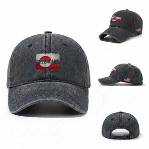 Greenland Pride Patriotic Greenlander Heritage Vintage Flag Washed Cotton Baseball Cap TS11 Washed Cap Universal Fit Dark Gray Print Your Wear