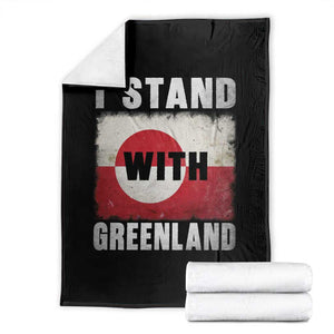 I Stand With Greenland Throw Blanket Support Greenlanders Vintage Greenland Flag TS11 Black Print Your Wear