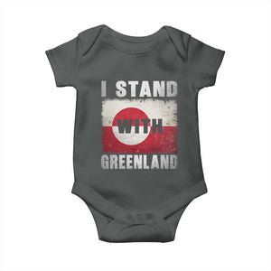 I Stand With Greenland Baby Onesie Support Greenlanders Vintage Greenland Flag TS11 Dark Heather Print Your Wear