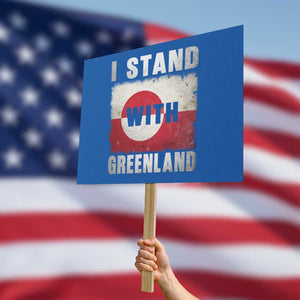 I Stand With Greenland Protest Sign Support Greenlanders Vintage Greenland Flag TS11 Horizontal 18" × 24" Blue Print Your Wear