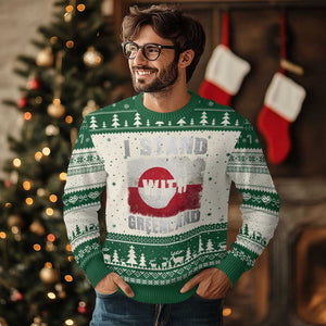 I Stand With Greenland Ugly Christmas Sweater Support Greenlanders Vintage Greenland Flag TS11 Beige Green Print Your Wear