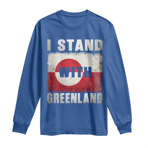 I Stand With Greenland Long Sleeve Shirt Support Greenlanders Vintage Greenland Flag TS11 Royal Blue Print Your Wear