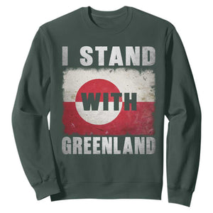 I Stand With Greenland Sweatshirt Support Greenlanders Vintage Greenland Flag TS11 Dark Forest Green Print Your Wear