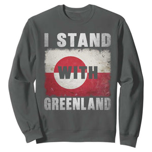 I Stand With Greenland Sweatshirt Support Greenlanders Vintage Greenland Flag TS11 Dark Heather Print Your Wear