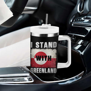I Stand With Greenland Tumbler With Handle Support Greenlanders Vintage Greenland Flag TS11 Print Your Wear