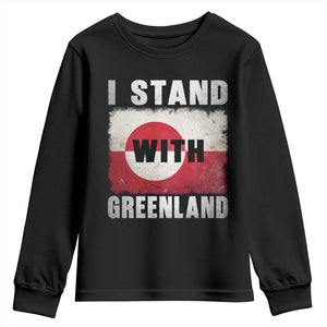 I Stand With Greenland Youth Sweatshirt Support Greenlanders Vintage Greenland Flag TS11 Black Print Your Wear