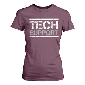 Funny Tech Support DOGE T Shirt For Women Trump Strips TS11 Maroon Print Your Wear