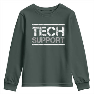 Funny Tech Support DOGE Youth Sweatshirt Trump Strips TS11 Dark Forest Green Print Your Wear