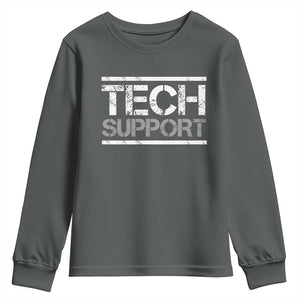 Funny Tech Support DOGE Youth Sweatshirt Trump Strips TS11 Dark Heather Print Your Wear