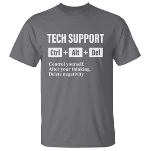 Funny Tech Support T Shirt Ctrl Alt Del Control Yourself Alter Your Thinking Delete Negativity TS11 Charcoal Print Your Wear