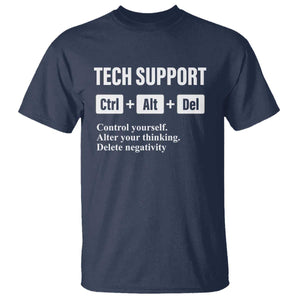 Funny Tech Support T Shirt Ctrl Alt Del Control Yourself Alter Your Thinking Delete Negativity TS11 Navy Print Your Wear