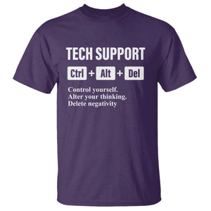Funny Tech Support T Shirt Ctrl Alt Del Control Yourself Alter Your Thinking Delete Negativity TS11 Purple Print Your Wear