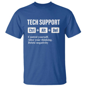 Funny Tech Support T Shirt Ctrl Alt Del Control Yourself Alter Your Thinking Delete Negativity TS11 Royal Blue Print Your Wear