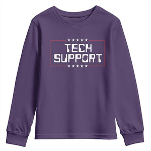 Funny Tech Support DOGE Youth Sweatshirt Trump Musk Star TS11 Purple Print Your Wear