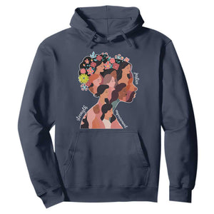 International Women's Day Hoodie Justice Strength Empowerment Feminist TS11 Navy Print Your Wear