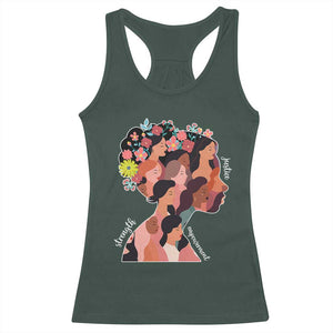 International Women's Day Racerback Tank Top Justice Strength Empowerment Feminist TS11 Dark Forest Green Print Your Wear