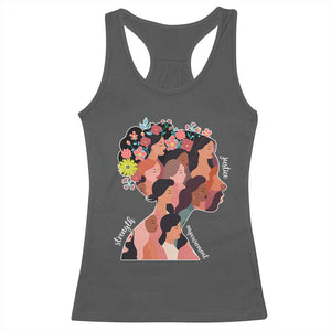 International Women's Day Racerback Tank Top Justice Strength Empowerment Feminist TS11 Dark Heather Print Your Wear