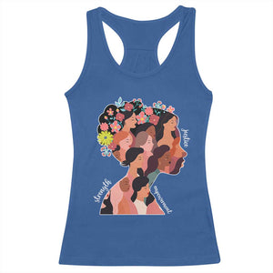 International Women's Day Racerback Tank Top Justice Strength Empowerment Feminist TS11 Royal Blue Print Your Wear