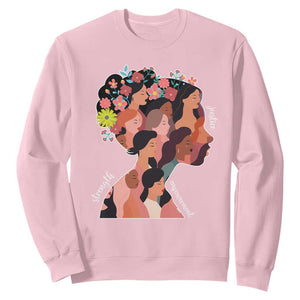 International Women's Day Sweatshirt Justice Strength Empowerment Feminist TS11 Light Pink Print Your Wear