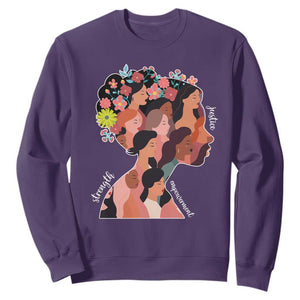 International Women's Day Sweatshirt Justice Strength Empowerment Feminist TS11 Purple Print Your Wear