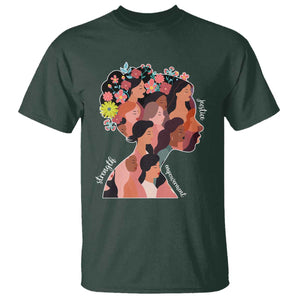 International Women's Day T Shirt Justice Strength Empowerment Feminist TS11 Dark Forest Green Print Your Wear