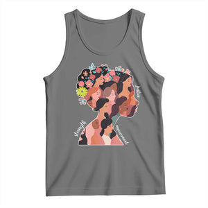 International Women's Day Tank Top Justice Strength Empowerment Feminist TS11 Black Heather Print Your Wear