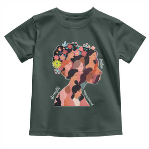 International Women's Day Toddler T Shirt Justice Strength Empowerment Feminist TS11 Dark Forest Green Print Your Wear