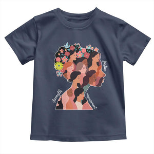 International Women's Day Toddler T Shirt Justice Strength Empowerment Feminist TS11 Navy Print Your Wear