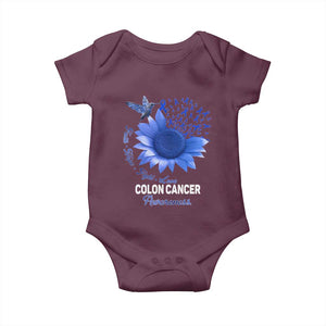Colon Cancer Awareness Baby Onesie Faith Hope Fight Love Blue Sunflower Ribbon TS11 Maroon Print Your Wear