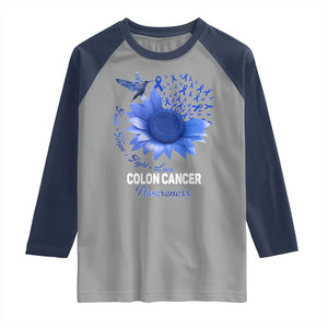 Colon Cancer Awareness Raglan Shirt Faith Hope Fight Love Blue Sunflower Ribbon TS11 Sport Gray Navy Print Your Wear