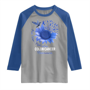 Colon Cancer Awareness Raglan Shirt Faith Hope Fight Love Blue Sunflower Ribbon TS11 Sport Gray Royal Print Your Wear