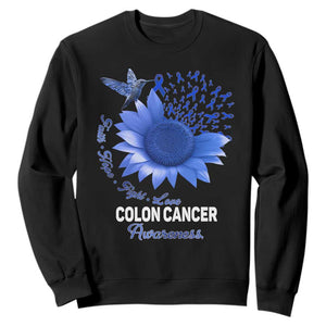 Colon Cancer Awareness Sweatshirt Faith Hope Fight Love Blue Sunflower Ribbon TS11 Black Print Your Wear