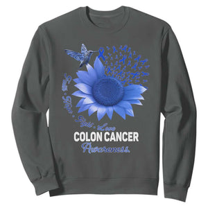 Colon Cancer Awareness Sweatshirt Faith Hope Fight Love Blue Sunflower Ribbon TS11 Dark Heather Print Your Wear