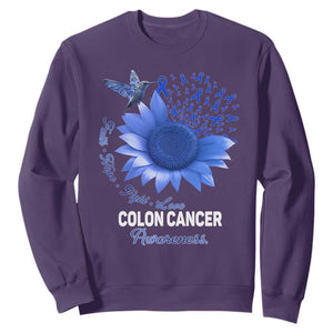 Colon Cancer Awareness Sweatshirt Faith Hope Fight Love Blue Sunflower Ribbon TS11 Purple Print Your Wear