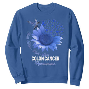 Colon Cancer Awareness Sweatshirt Faith Hope Fight Love Blue Sunflower Ribbon TS11 Royal Blue Print Your Wear