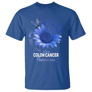 Colon Cancer Awareness T Shirt Faith Hope Fight Love Blue Sunflower Ribbon TS11 Royal Blue Print Your Wear