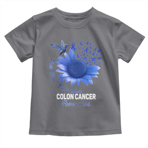 Colon Cancer Awareness Toddler T Shirt Faith Hope Fight Love Blue Sunflower Ribbon TS11 Charcoal Print Your Wear